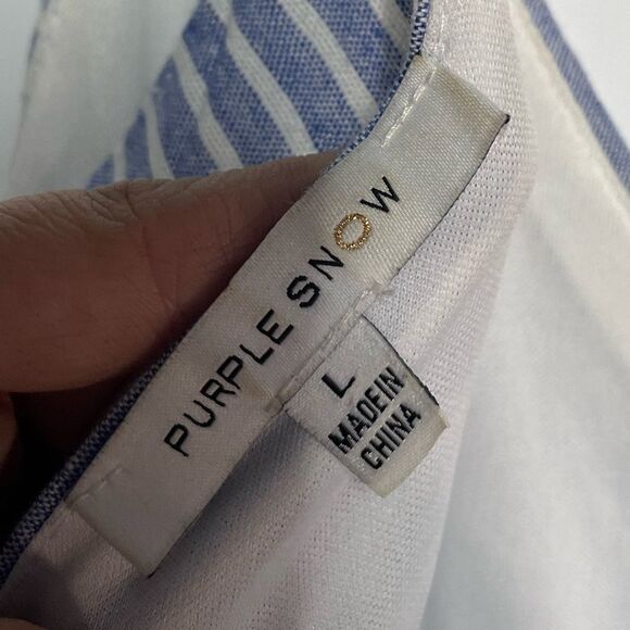 5āfor $25š„PurpleāSnow Nautical Striped Linen Blend Shorts Romper Large - Picture 4 of 6